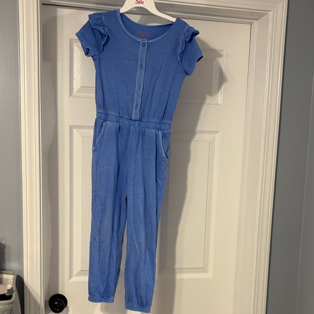 Cat & Jack Blue Girls' Ruffle-Sleeve Jumpsuit
